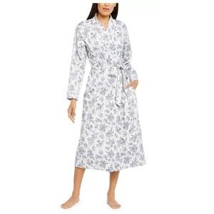 Brand New Charter Club Women's Size M/L Toile Green White Floral Robe Belted